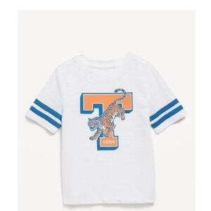 Old Navy White and Blue Varsity Stripe Tee - Short-Sleeve for Toddler Boys